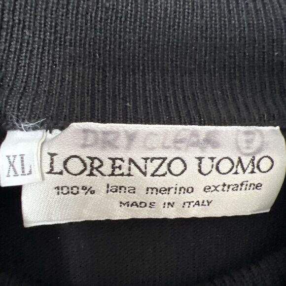 Lorenzo Uomo Merino Wool Sweater Mens XL Black Mock Neck Italian Pure New Wool - Picture 3 of 8